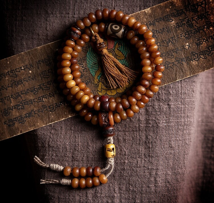 Tibetan Raw Old Material Yak Bone Prayer Beads Mala
