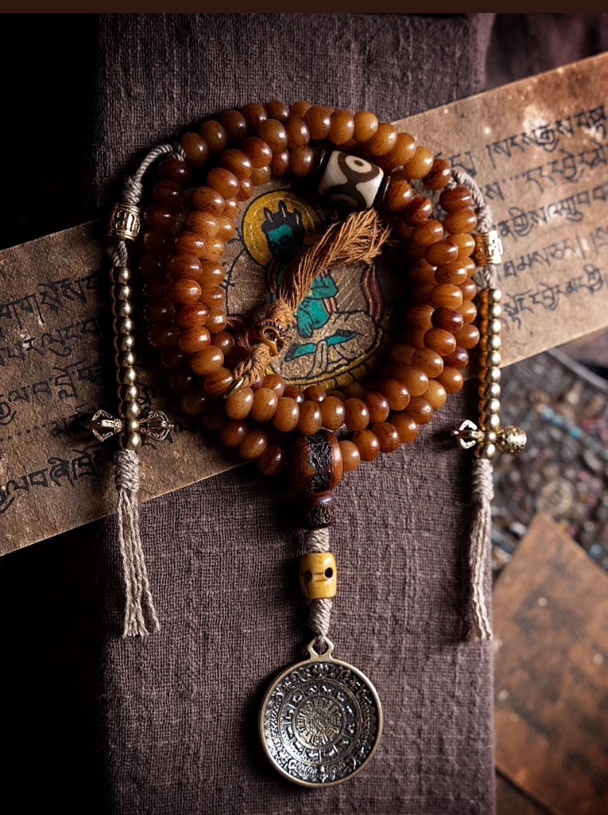Tibetan Raw Old Material Yak Bone Prayer Beads Mala
