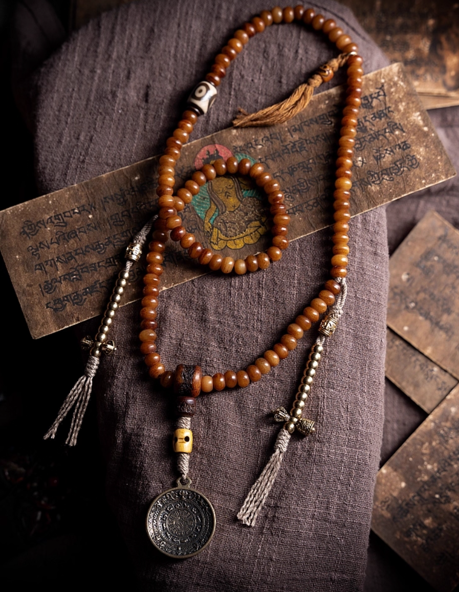Tibetan Raw Old Material Yak Bone Prayer Beads Mala