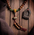 Mala tibetano vintage de bodhi Luna y Estrella con pátina