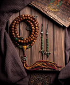 Patinated Moon & Star Bodhi Vintage Tibetan Mala