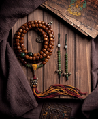 Patinated Moon & Star Bodhi Vintage Tibetan Mala