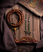 Mala tibetano vintage de bodhi Luna y Estrella con pátina