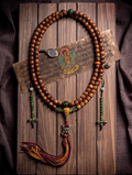 Patinated Moon & Star Bodhi Vintage Tibetan Mala