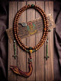 Mala tibetano vintage de bodhi Luna y Estrella con pátina