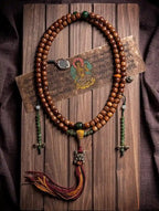Mala tibetano vintage de bodhi Luna y Estrella con pátina