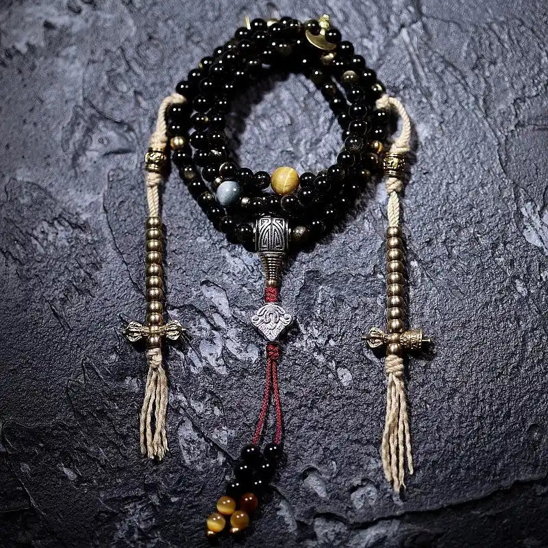 Himalsoul Sunlight Gold Sheen Obsidian Bagua Mala