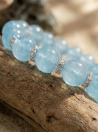 Bracelet en perles d'aigue-marine "Cœur de l'Océan", porte-bonheur, collection originale de cristaux pour femme