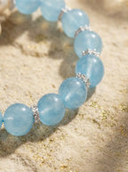 Bracelet en perles d'aigue-marine "Cœur de l'Océan", porte-bonheur, collection originale de cristaux pour femme