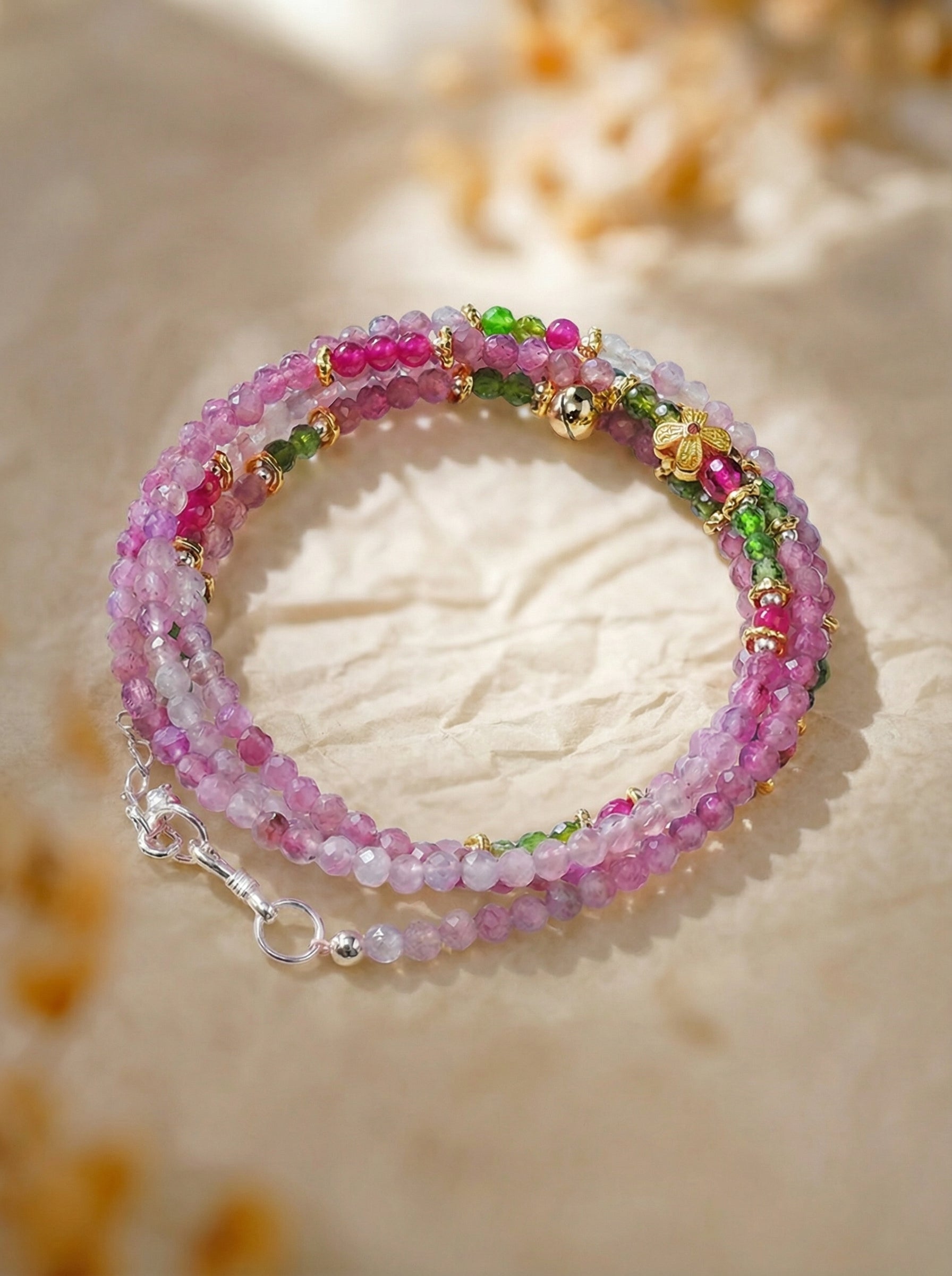 Virgo Natal Pink Luck Original Multi-Layer Stackable Rose Quartz Bracelet Twelve Constellations Exclusive For Women