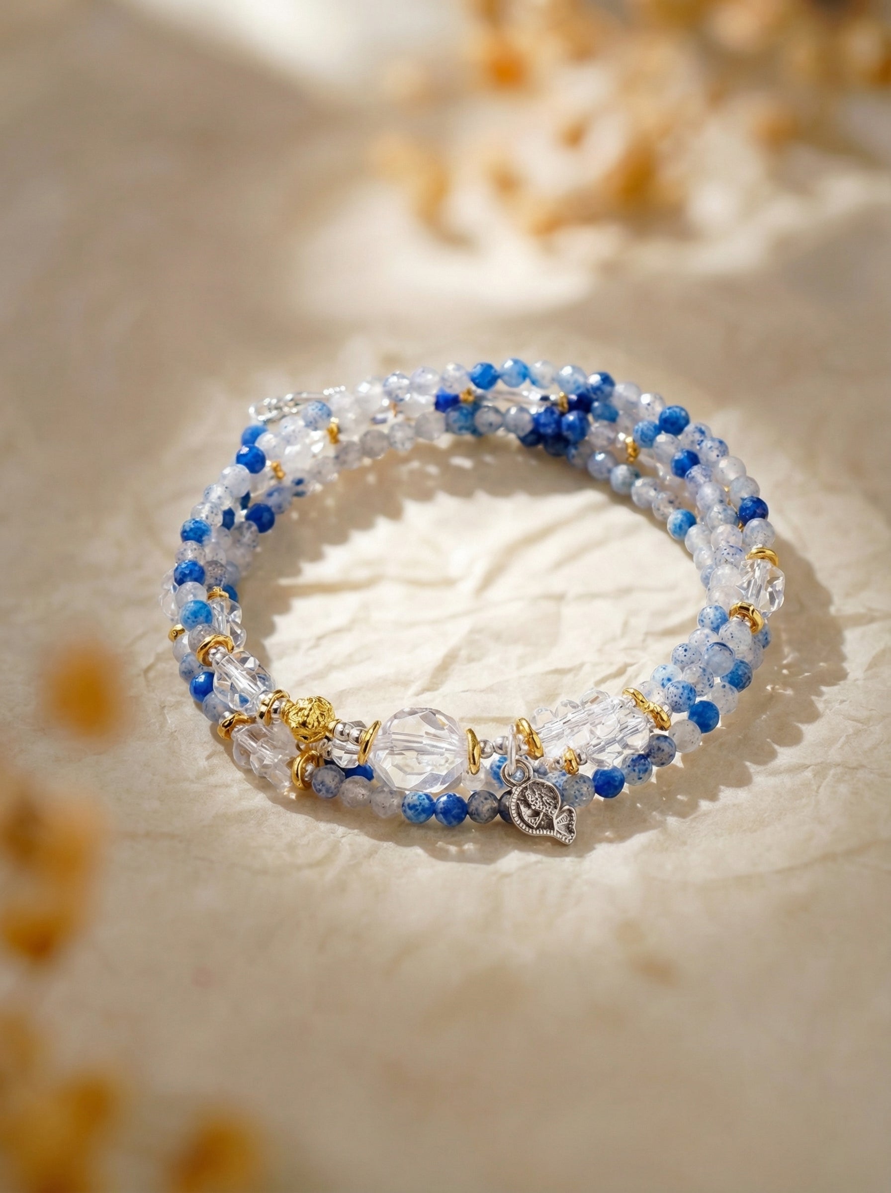 Aquarius Original Multi-Layer Stackable Clear Crystal & Blue Dot Stone Light Luxury Bracelet Twelve Constellations Exclusive For Women