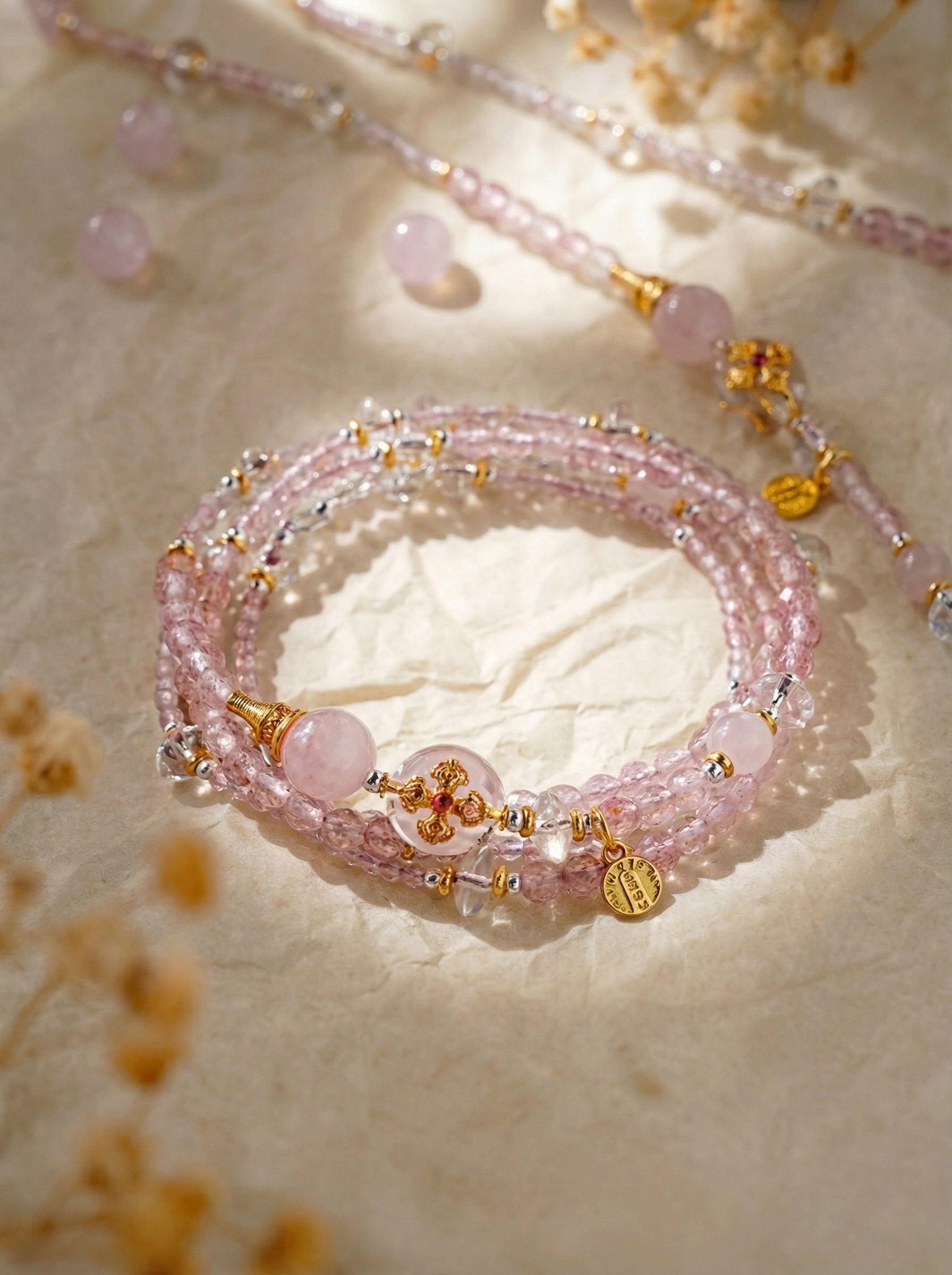 Libra Original Multi-Layer Stackable Rose Quartz Light Luxury Bracelet Twelve Constellations Exclusive For Women
