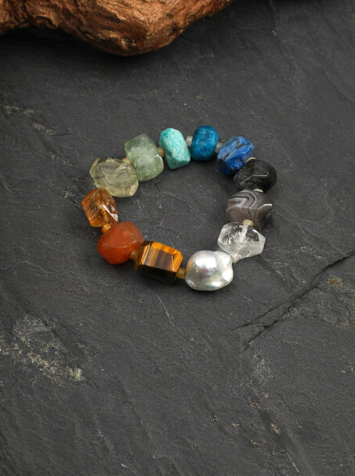 Gemstones: tiger's eye, pearl, crystal, turquoise Bracelet