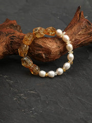Condensed Light Heart-Nurturing · Citrine & Freshwater Pearl Bracelet