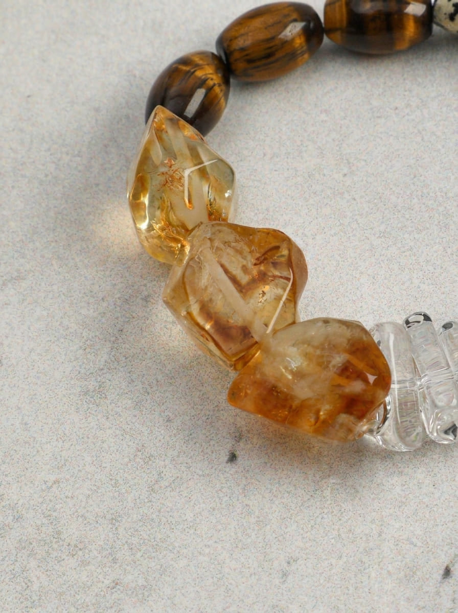 Bracelet œil de tigre et cristal « Golden Amber Wisdom »