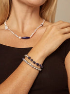 Bracelet en perles grises et sodalite « Serene Blue Soft Grey »