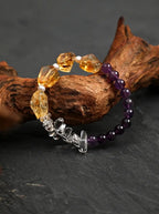 „Violet Gold Zen Herz“ Amethyst-, Citrin- & Perlenarmband