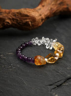 „Violet Gold Zen Herz“ Amethyst-, Citrin- & Perlenarmband
