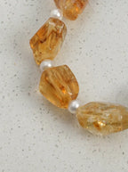 „Violet Gold Zen Herz“ Amethyst-, Citrin- & Perlenarmband