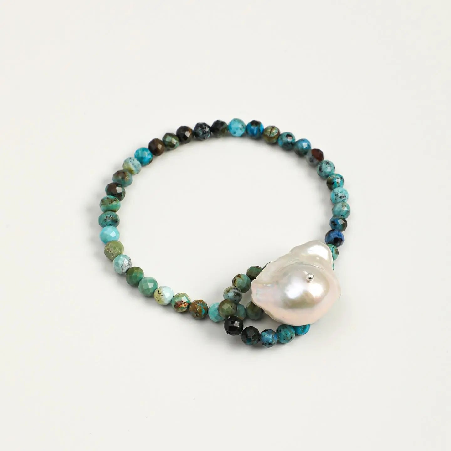 「Simplicity」 Malachite & Baroque Pearl Bracelet