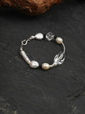 「Pure Snow Heart」 Pearl, Clear Crystal & Black Tourmaline Bracelet