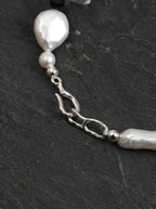 「Pure Snow Heart」 Pearl, Clear Crystal & Black Tourmaline Bracelet