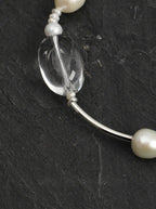 「Pure Snow Heart」 Pearl, Clear Crystal & Black Tourmaline Bracelet
