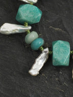 「Verdant Cloud Stream」 Amazonite & Baroque Pearl Bracelet