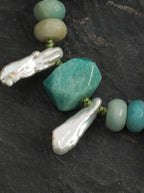 「Verdant Cloud Stream」 Amazonite & Baroque Pearl Bracelet