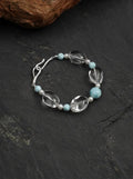 「Moonlit Clear Stream」 Clear Crystal Larimar Pearl Bracelet