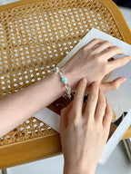 「Moonlit Clear Stream」 Clear Crystal Larimar Pearl Bracelet