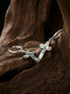 Pendientes de plata S925 de nácar con cruz, diseño original de «Spirit of Life»