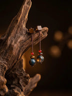 Pendientes de piedra ojo de tigre hechos a mano, de estilo chino moderno «Estilo zen»