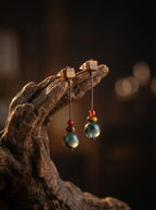 Pendientes de piedra ojo de tigre hechos a mano, de estilo chino moderno «Estilo zen»