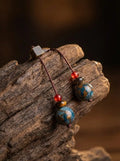 Pendientes de piedra ojo de tigre hechos a mano, de estilo chino moderno «Estilo zen»