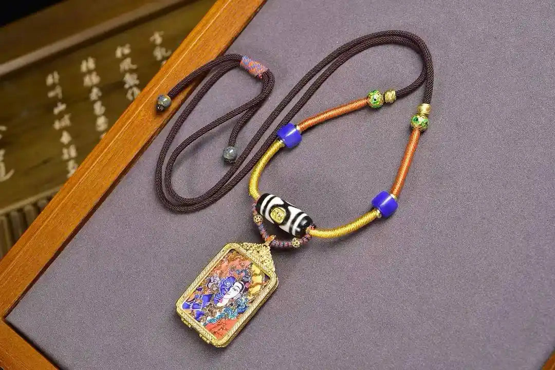 「Dual-Faced Dharmapala」 Thangka Gau Necklace