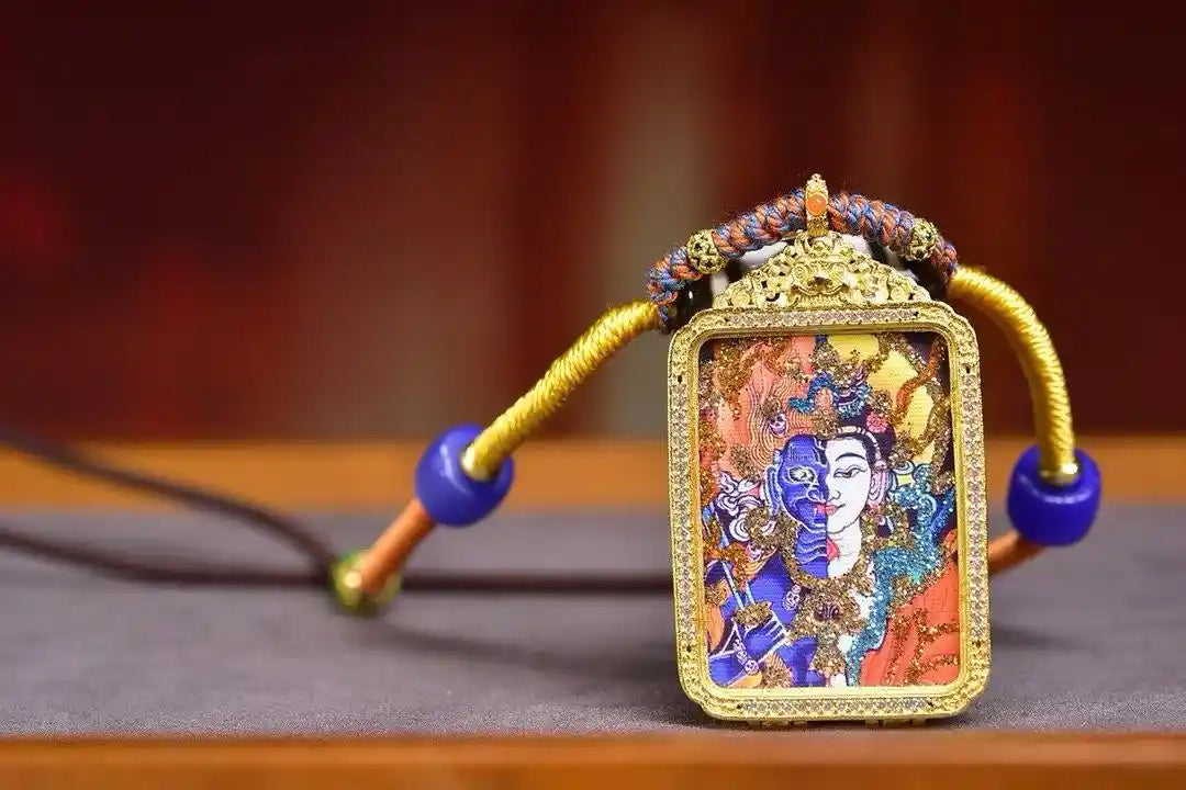 「Dual-Faced Dharmapala」 Thangka Gau Necklace