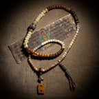Original Design Tibetan Natural Yak Bone & Camel Bone Multi-Treasure Buddha Bead Bracelet 108 Beads Unisex Necklace Handheld Bracelet