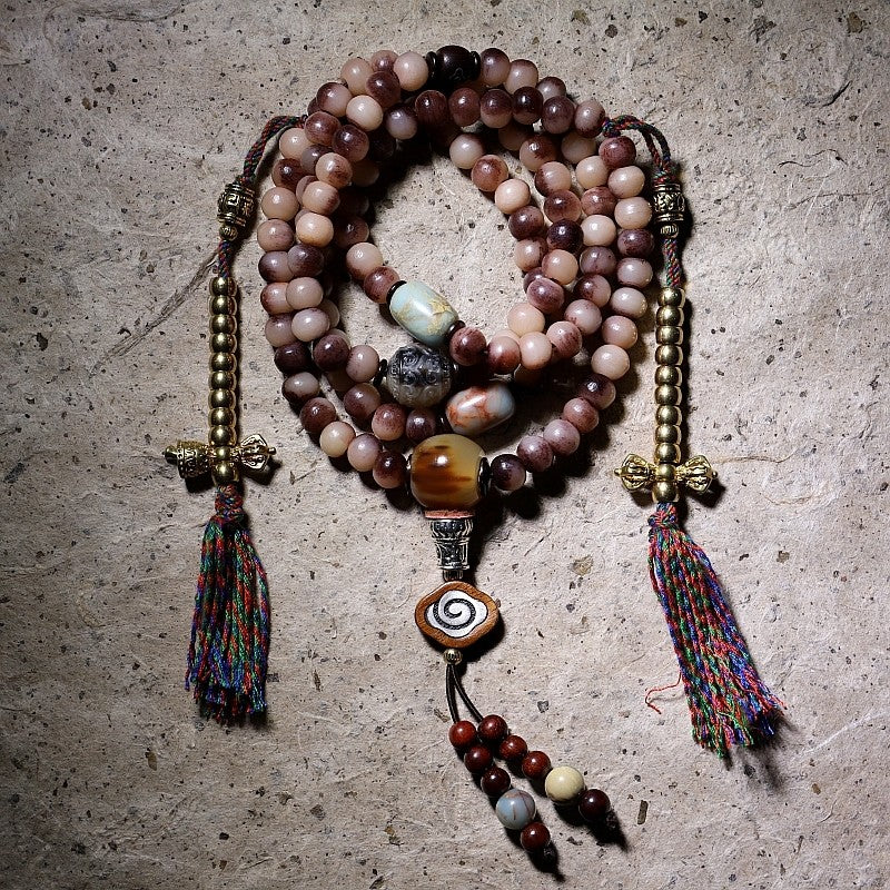 Original Blood-Bearing Natural Camel Bone 108 Bead Tibetan Buddha Bead Bracelet | Unisex Handheld Necklace