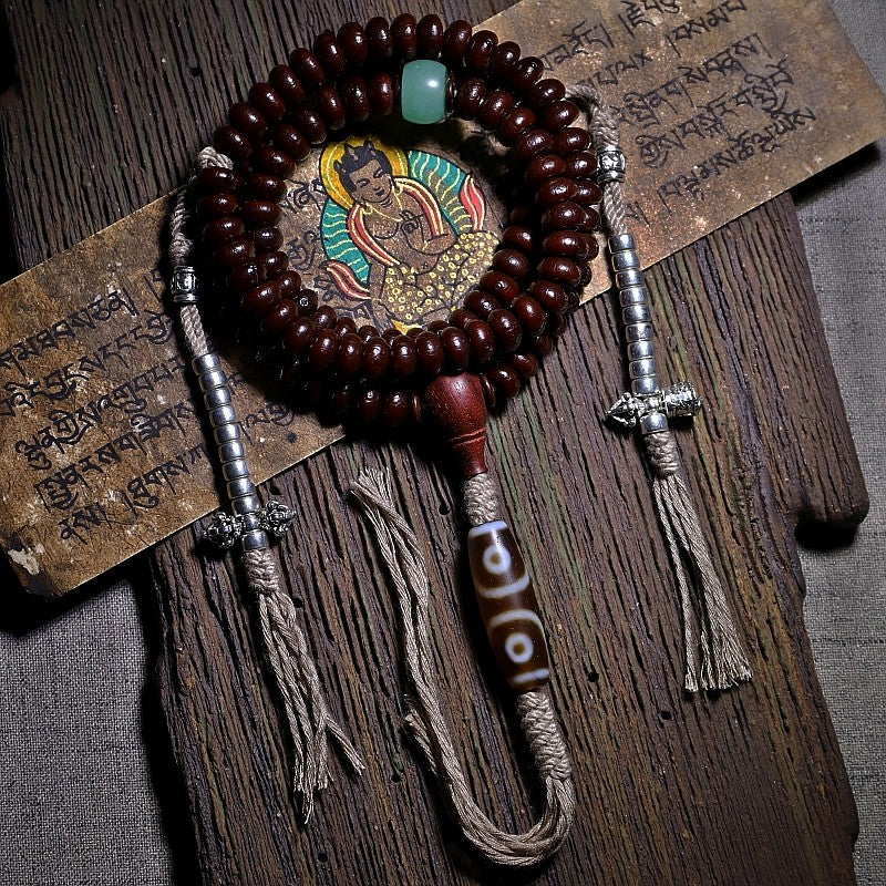 Collector-Grade Purple Gold Alms Bowl Bodhi 108 Prayer Beads | Dzi Bead Blessed Tibetan Buddha Beads Bracelet