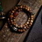 Original Design Star Moon Bodhi Buddha Bead Bracelet | Old Seed Dzi Bead Multi-Loop Unisex Cultural Play Bracelet