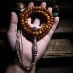Vintage Spirit Bone・Tibetan Yak Bone 108 Prayer Beads | Dzi Bead Blessed Tibetan Buddha Beads Bracelet