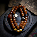 Tibetan Natural Vintage Yak Bone Double-Loop Buddha Bead Bracelet | Tibetan Unisex Couple Style Bracelet