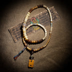 Original Design Tibetan Natural Yak Bone & Camel Bone Multi-Treasure Buddha Bead Bracelet 108 Beads Unisex Necklace Handheld Bracelet