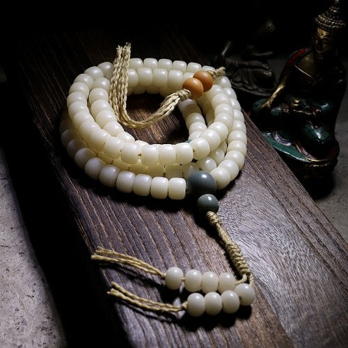 Original Simplicity・Natural White Jade Bodhi Root 108 Prayer Beads | Unisex Buddha Beads Bracelet