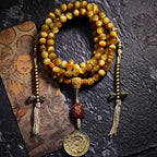 Original Design Natural Tibetan Golden Tiger's Eye 108 Bead Buddha Bead Bracelet