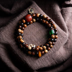 Original Design Star Moon Bodhi Buddha Bead Bracelet | Old Seed Dzi Bead Multi-Loop Unisex Cultural Play Bracelet