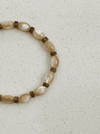 「Lustrous Shell & Brown Shadow」 Bracelet