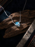 Niche Design Starry Sky Crystal Necklace | Sterling Silver Aquamarine Clavicle Necklace for Women