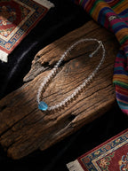 「Summer」 Natural White Crystal Beaded Aquamarine Necklace
